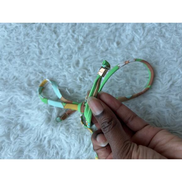 P2F Green Retro Floral Ruched String Tie Bikini Bottoms Size Small - Picture 4 of 7